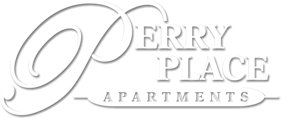 White Logo for Perry Place Apartments, Michigan